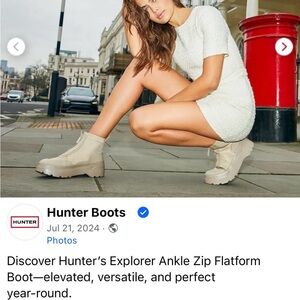 HUNTER EXPLORER ANKLE ZIP FLATFORM BOOT